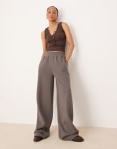 ASOS DESIGN Tall barrel leg brushback sweatpants in khaki