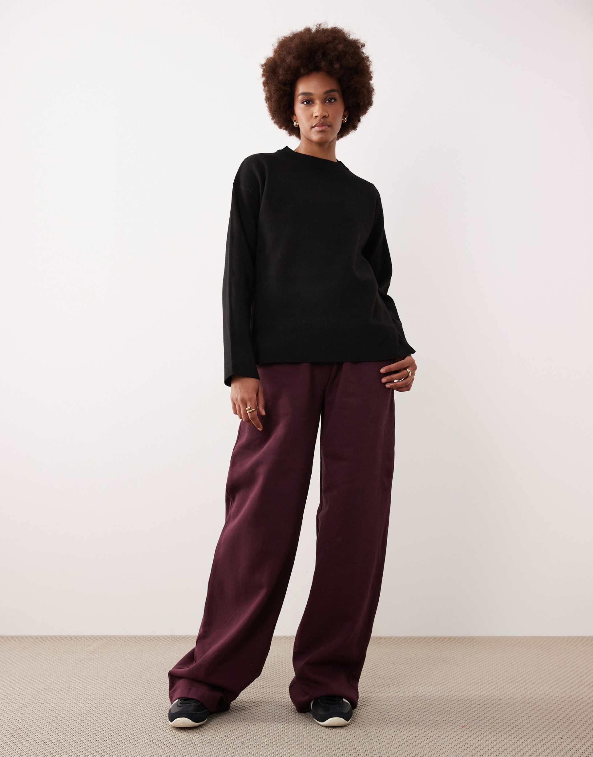 asos design tall straight leg sweatpants in wine