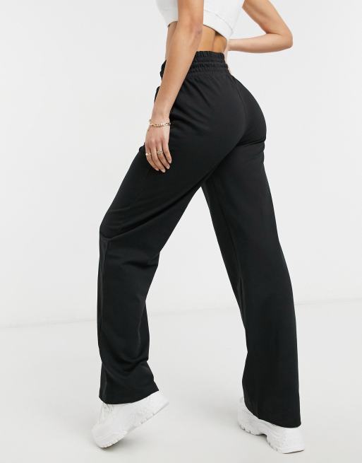 ASOS DESIGN low rise straight leg sweatpants with pintuck in black