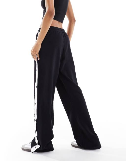 ASOS DESIGN Tall straight leg trackies with side poppers in black