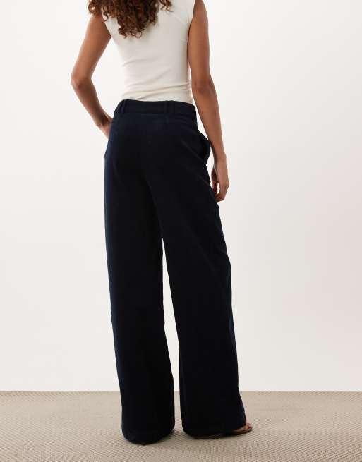 ASOS DESIGN Tall straight leg trousers in cord in navy, 5 of 5