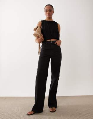 Asos Tall Asos Design Tall Straight Wide Leg Jeans In Black