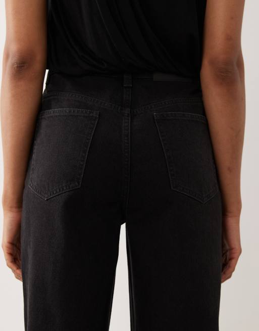 ASOS DESIGN Tall straight wide leg jeans in black, 4 of 5