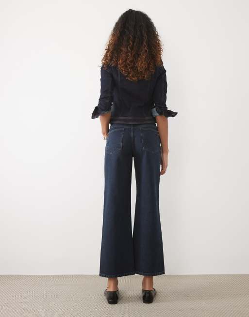 ASOS DESIGN Tall straight wide leg jeans in dark mid wash, 3 of 5