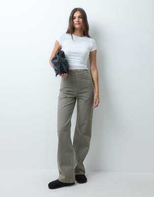 Asos Tall Asos Design Tall Straight Wide Leg Jeans In Green