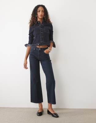 Asos Tall Asos Design Tall Straight Wide Leg Jeans In Blue