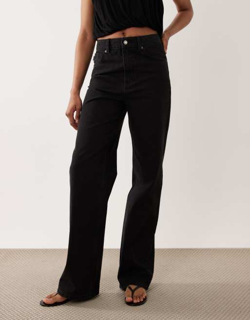 ASOS DESIGN Tall Straight-Wide-Leg-Jeans in Schwarz, 3 von 5