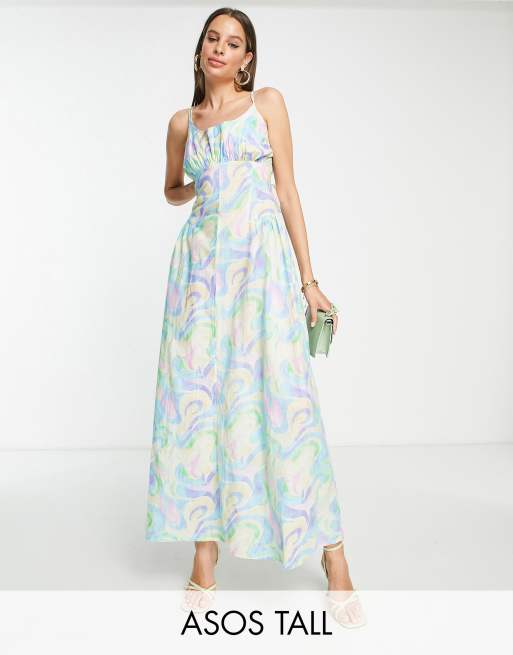 ASOS DESIGN Tall strappy back gathered waist maxi dress