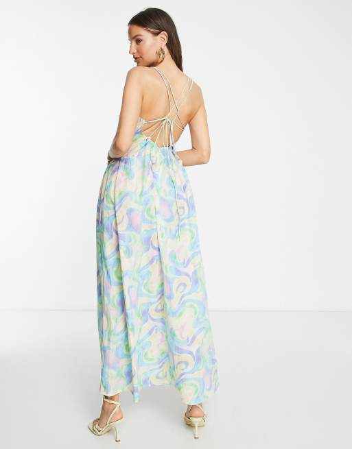 ASOS DESIGN Tall strappy back gathered waist maxi dress