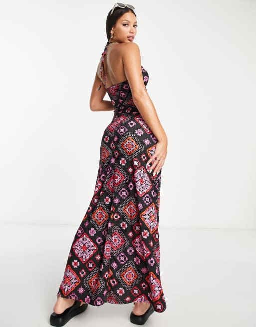 Halter boho hot sale maxi dress