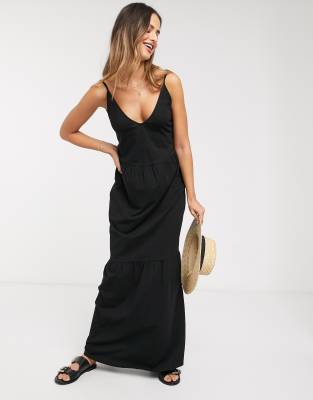 black layered maxi dress