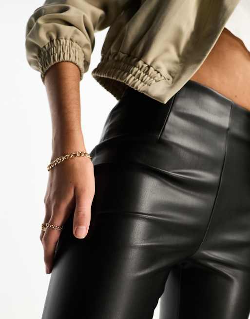 High Rise Flare Faux Leather Pants for Tall Women