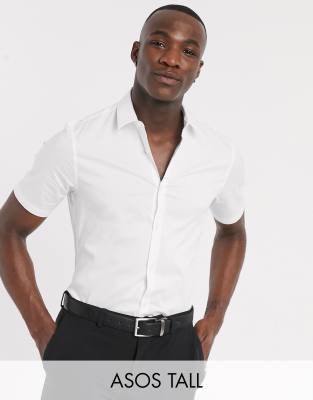 ASOS DESIGN stretch slim fit work shirt in white