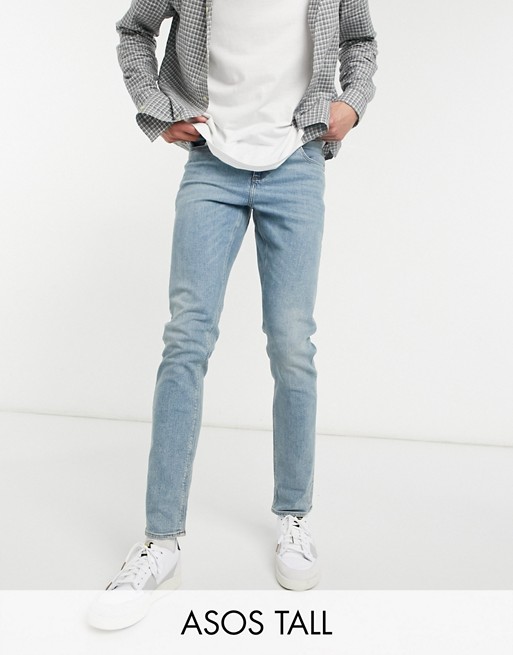 ASOS DESIGN Tall stretch slim jeans in vintage light wash blue