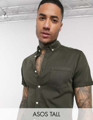 denim shirt khaki shorts