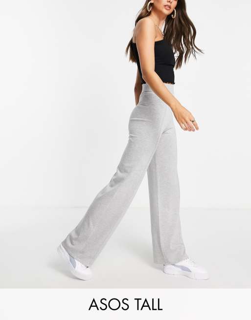 ASOS DESIGN Tall ‑ Strickhose mit weitem Bein und Ziernaht vorne in kalkgrau, Kombiteil