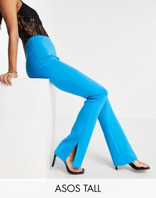 ASOS DESIGN Tall structured jersey slim kick suit trouser in pop blue