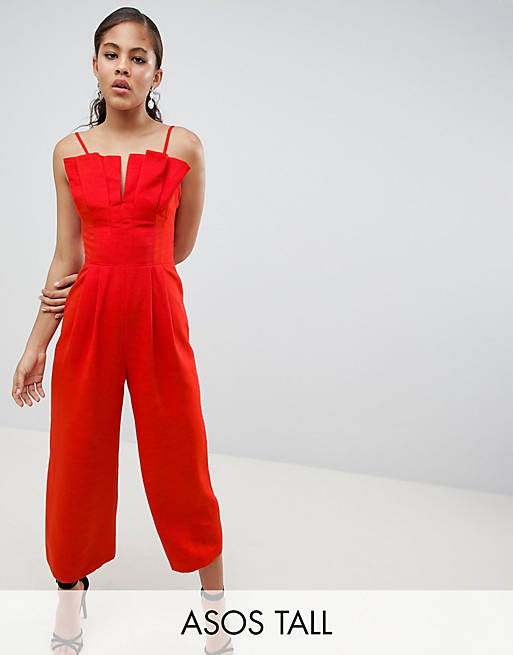 ASOS DESIGN tall Structured Jumpsuit With culotte Leg And pleated ...