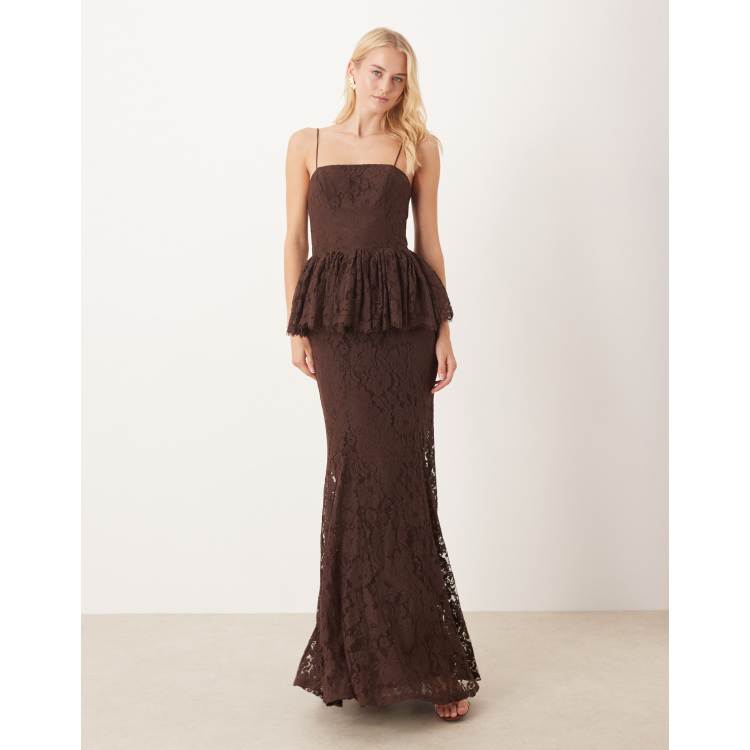 chinese dress ladies Rent ASOS DESIGN Corset Detail Cold Shoulder Maxi Dress With Lace Inserts  In Black
