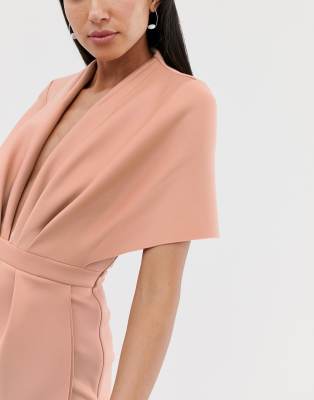 Structured plunge kimono outlet midi dress with peplum