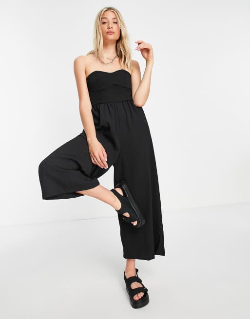 ASOS DESIGN – Schwarzer Camisole-Jumpsuit mit Fransen