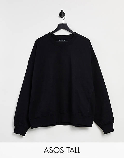 Hoodies & Sweatshirts Tall super oversized cocoon sweatshirt with panel detail in black 