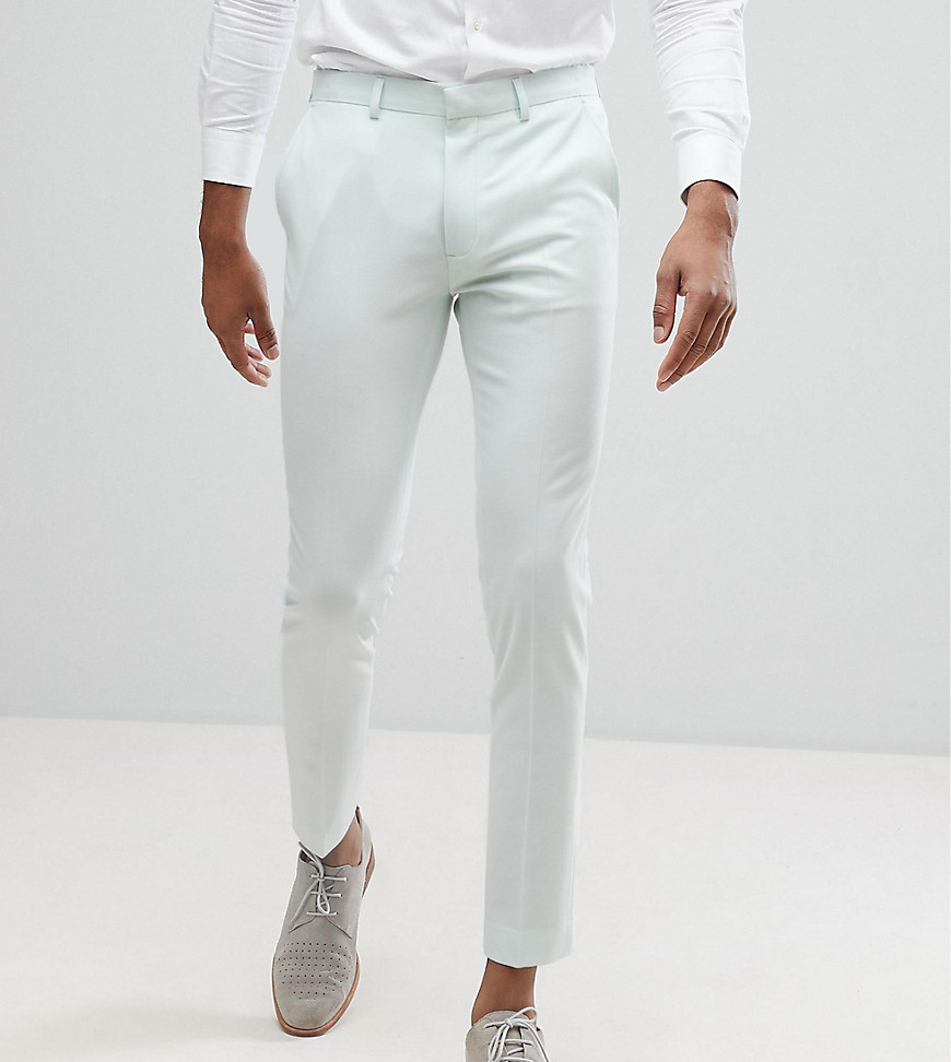 ASOS DESIGN TALL Super Skinny Cropped Smart Trousers In Mint-Green
