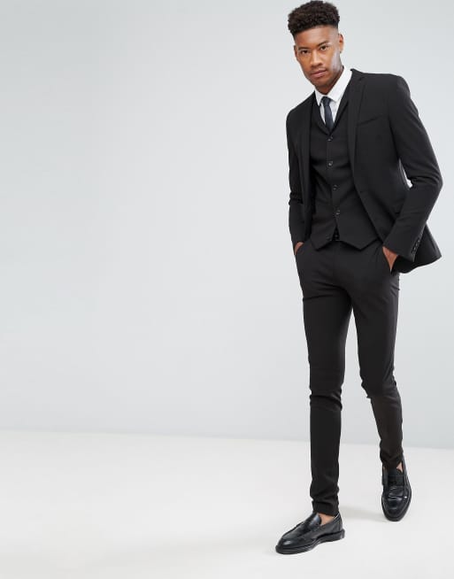 Skinny fit black on sale suit