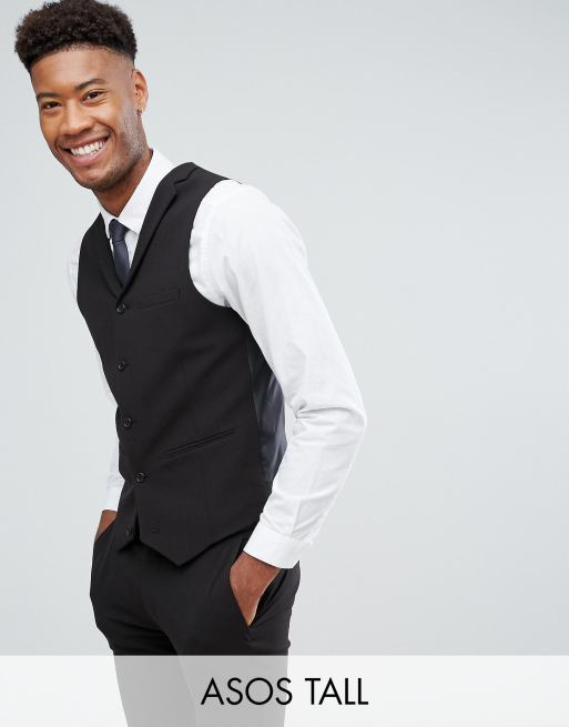 ASOS DESIGN jersey suit suit vest in black