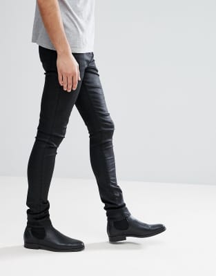 asos black coated jeans