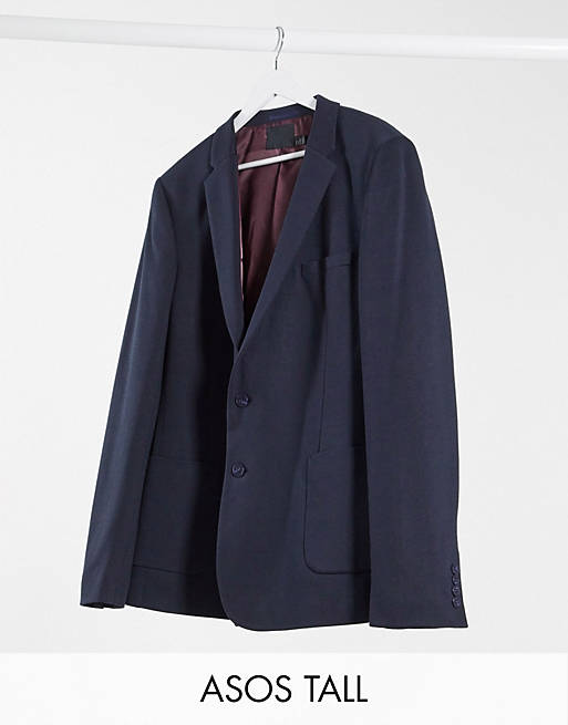 Suits Tall super skinny jersey blazer in navy 