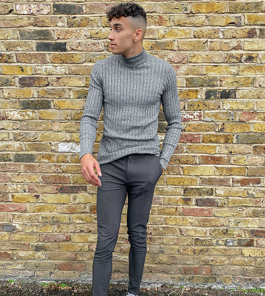ASOS DESIGN tall super skinny smart pants in charcoal-Grey
