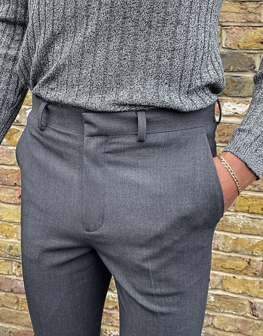Men tall super skinny smart trouser in charcoal 