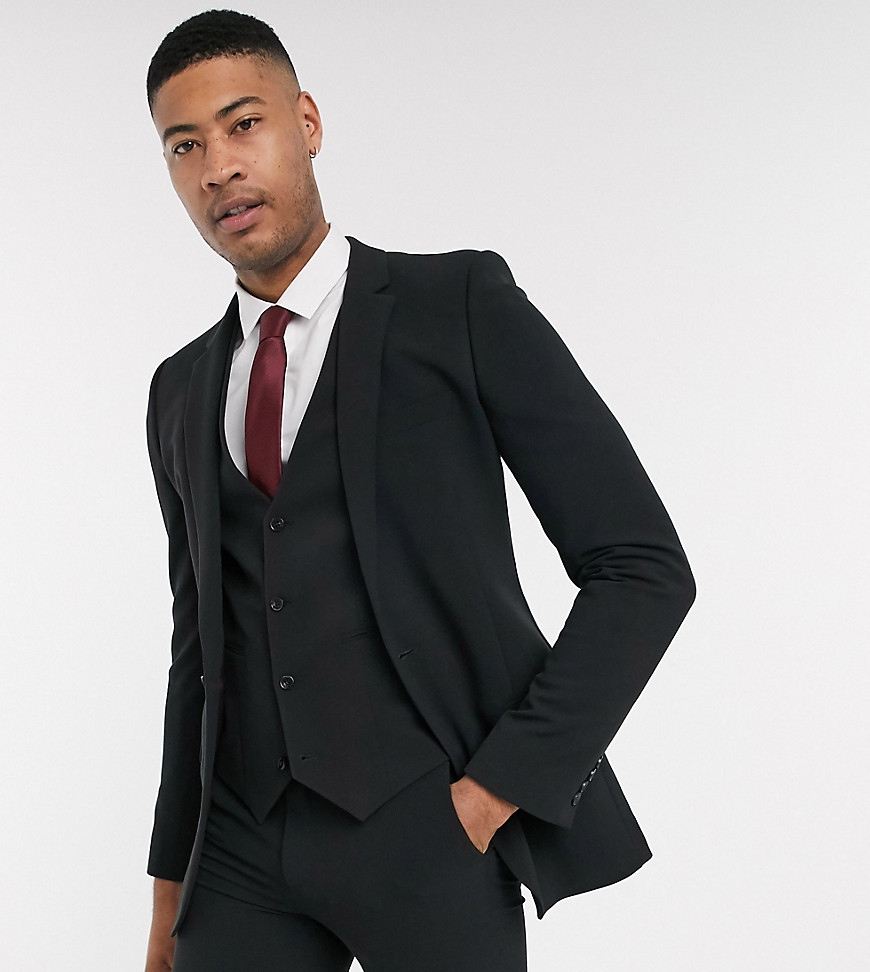 ASOS DESIGN Tall super skinny suit jacket in four way stretch in black