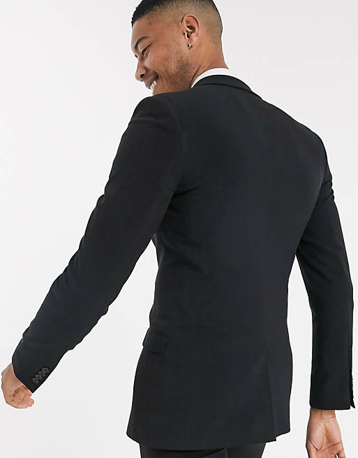 Suits Tall super skinny suit jacket in four way stretch in black 