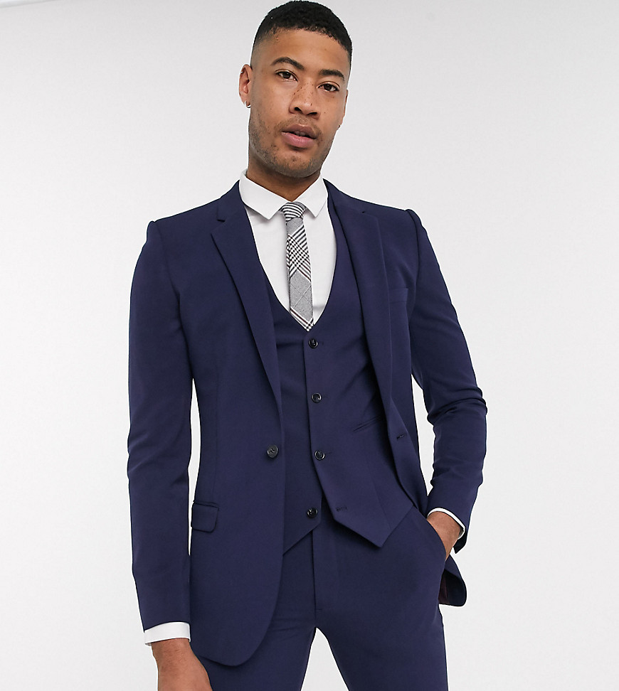 ASOS DESIGN Tall super skinny suit jacket in four way stretch in navy