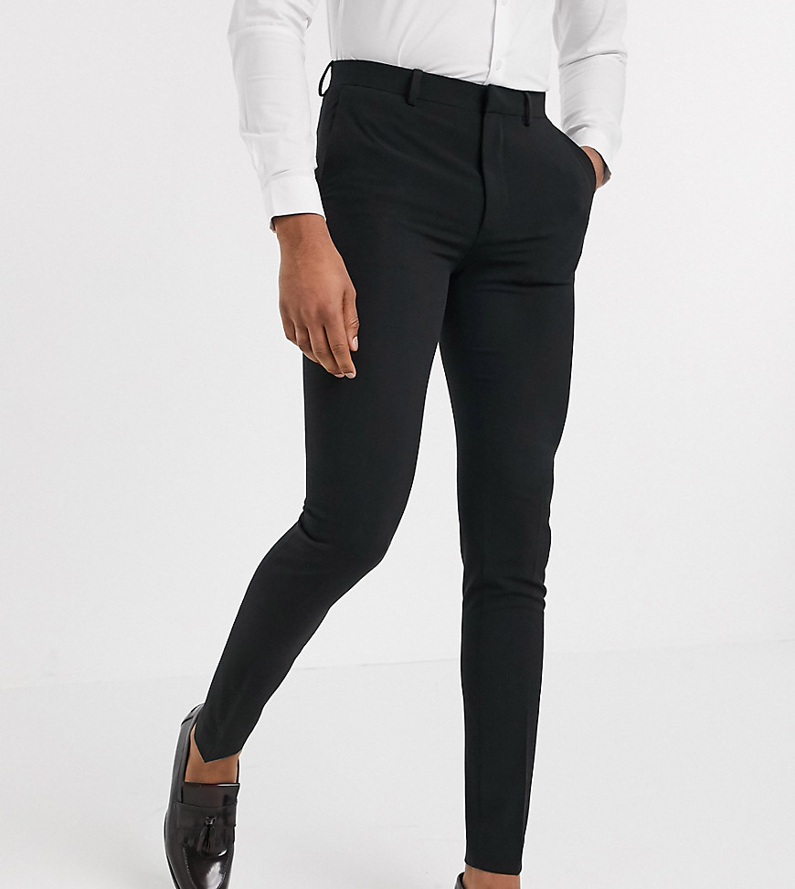 ASOS DESIGN Tall super skinny suit trousers in four way stretch in black