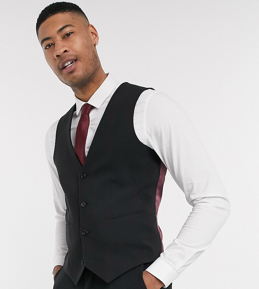 ASOS DESIGN Tall super skinny suit waistcoat in four way stretch in black