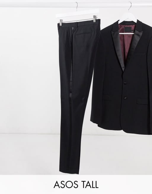 ASOS DESIGN Tall super skinny tuxedo suit  in black  , 3 of 3