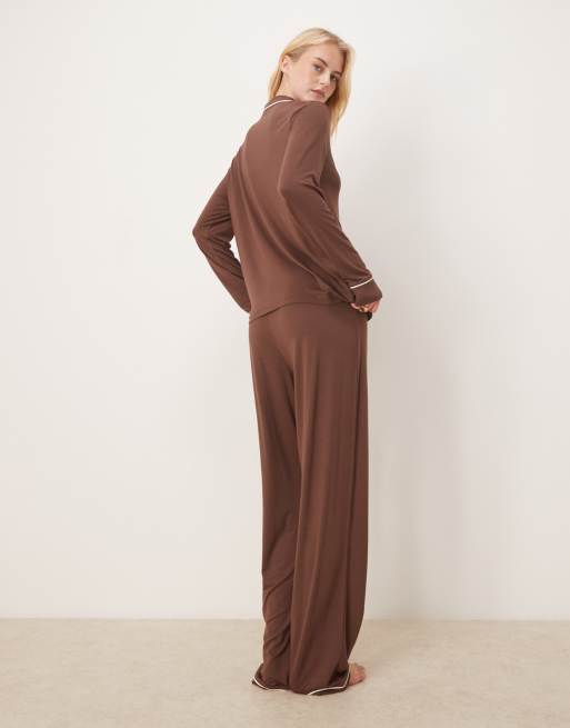 Tezenis Long open viscose pyjamas in black