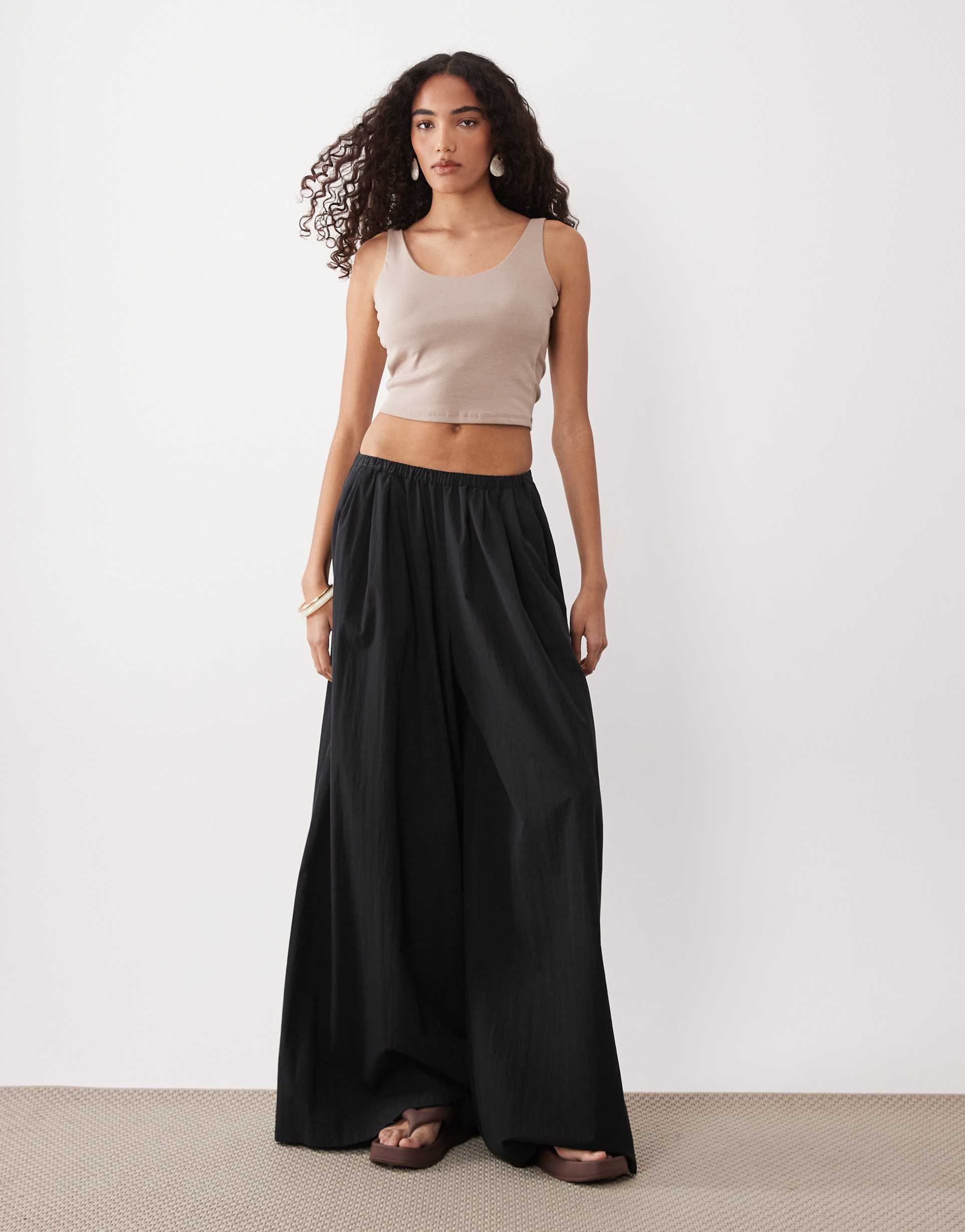 asos design tall super wide leg pants in black