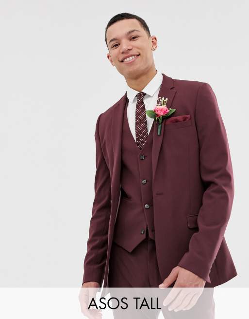 ASOS DESIGN Tall - Superskinny colbert in bordeaux