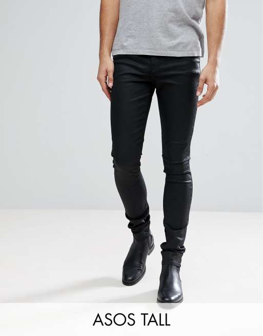 ASOS Design - Tall - Superskinny jeans in zwarte coating