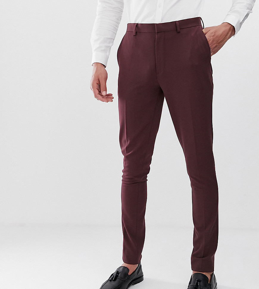 ASOS DESIGN Tall - Superskinny pantalon in bordeaux-Rood