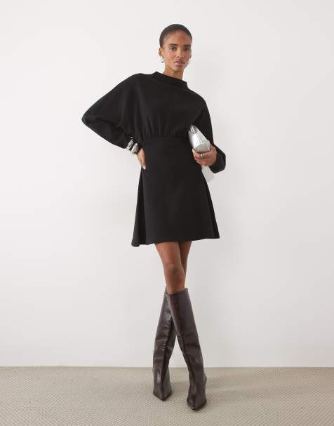 ASOS DESIGN Tall supersoft cinched waist mini dress in black