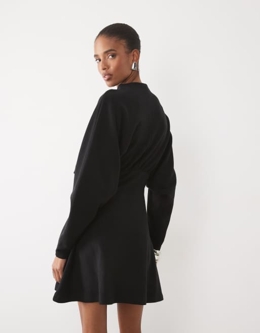 ASOS DESIGN Tall supersoft cinched waist mini dress in black, 2 of 4