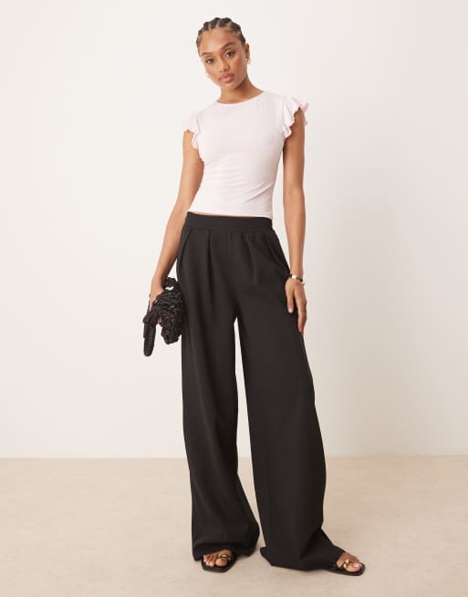 ASOS DESIGN Tall – Superweite Hose aus Interlock-Stoff in Schwarz