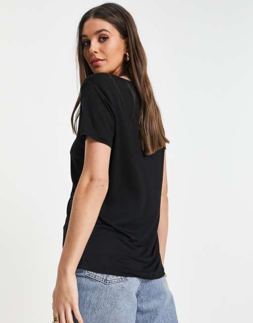 ASOS DESIGN Tall – Svart avslappnad t-shirt med v-ringning, 2 av 4