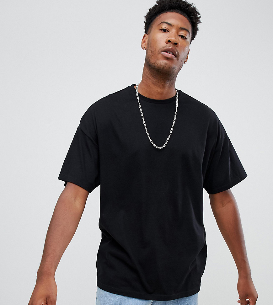 ASOS DESIGN – Tall – Svart oversize-t-shirt i ekologiskt material med rund halsringning