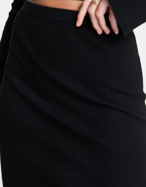 ASOS DESIGN Tall – Svart ribbad kjol, del av set, 3 av 4